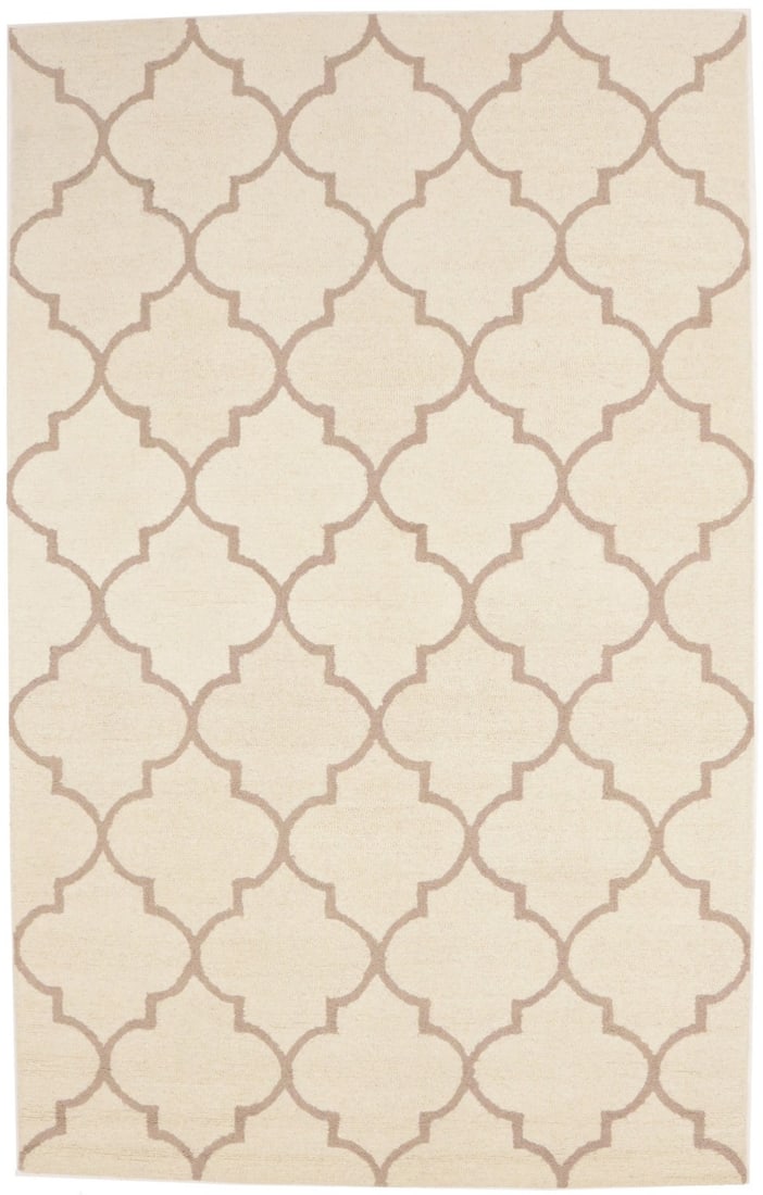 5x8 Modern Wool Area Rug With Hand-Tufted Trellis Design Cream Brown: 5x8 Modern Wool Area Rug With Hand-Tufted Trellis Design Cream Brown Hand-tufted area rug featuring a modern trellis pattern in cream and brown tones. Crafted from wool, this rectangular rug measures