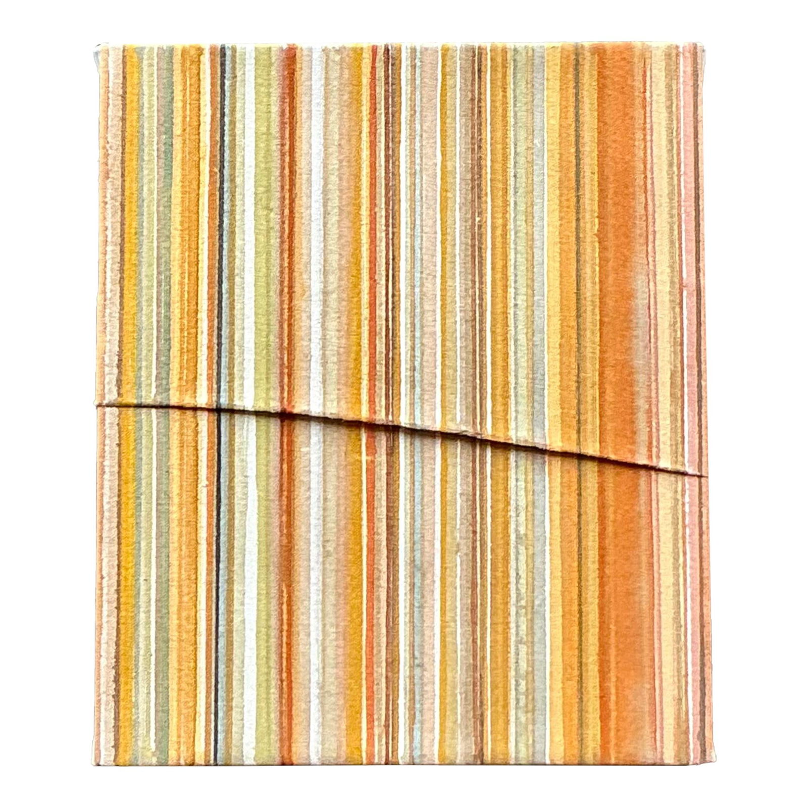 Vintage Pleated Abstract Oil Painting Orange Stripe 10W x 12H: Vintage Pleated Abstract Oil Painting Orange Stripe 10W x 12H Elevate your interior with "Orange Stripe," a unique pleated abstract oil painting that brings warmth and texture to your space. This capt