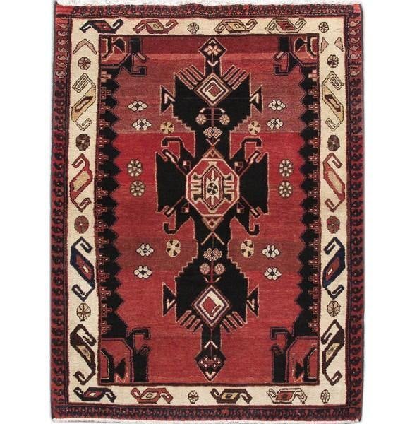 Persian Tribal Hamadan Wool Rug 3.8 x 5.1 ft Premium Quality: Persian Tribal Hamadan Wool Rug 3.8 x 5.1 ft Premium Quality Free continental US Shipping Enhance your living space with this exquisite 3.8 x 5.1 Persian Tribal Hamadan Wool Rug. Known for its rich co