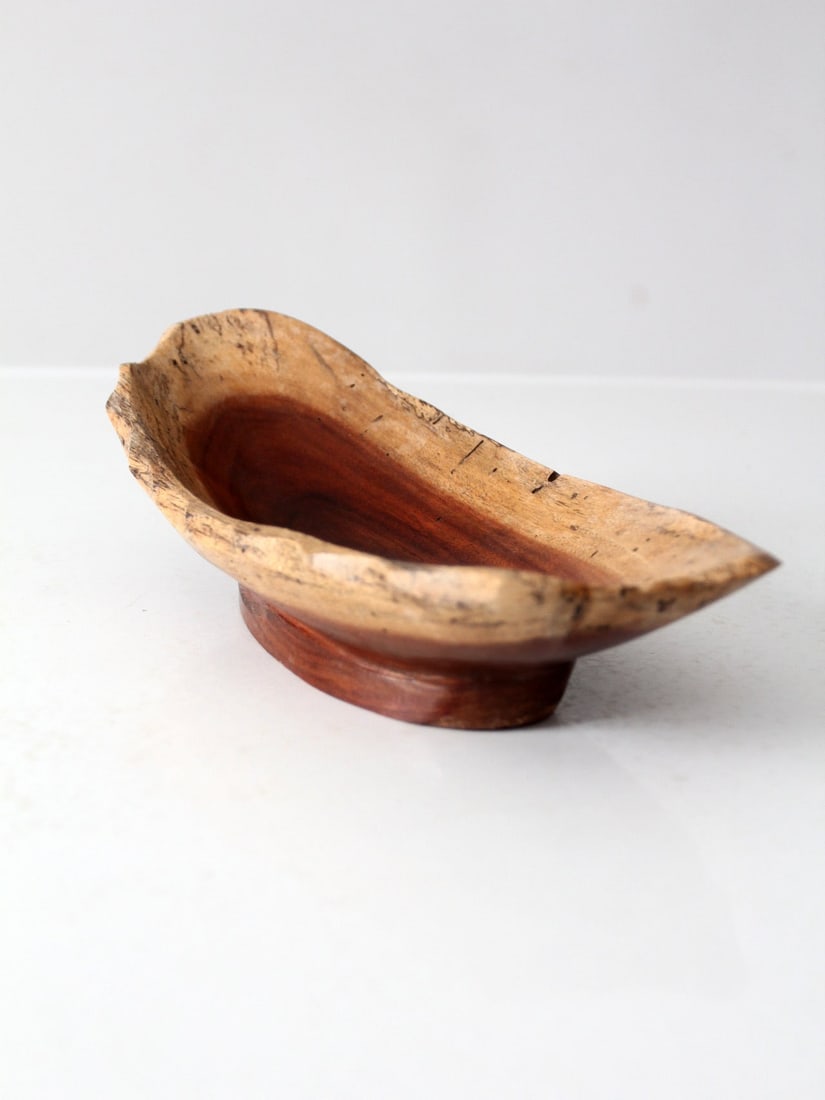 Artisan Vintage Handmade Sculptural Wood Bowl 12.25 x 5.25 x 3.5 Inches (1 of 10)