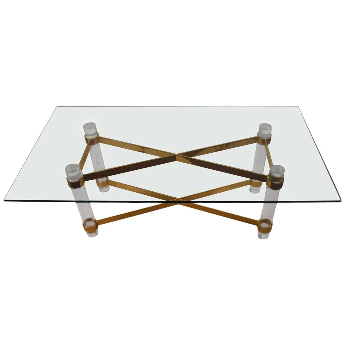 1970s Vintage Lucite Brass Glass Dining Table Elegant Design (1 of 10)