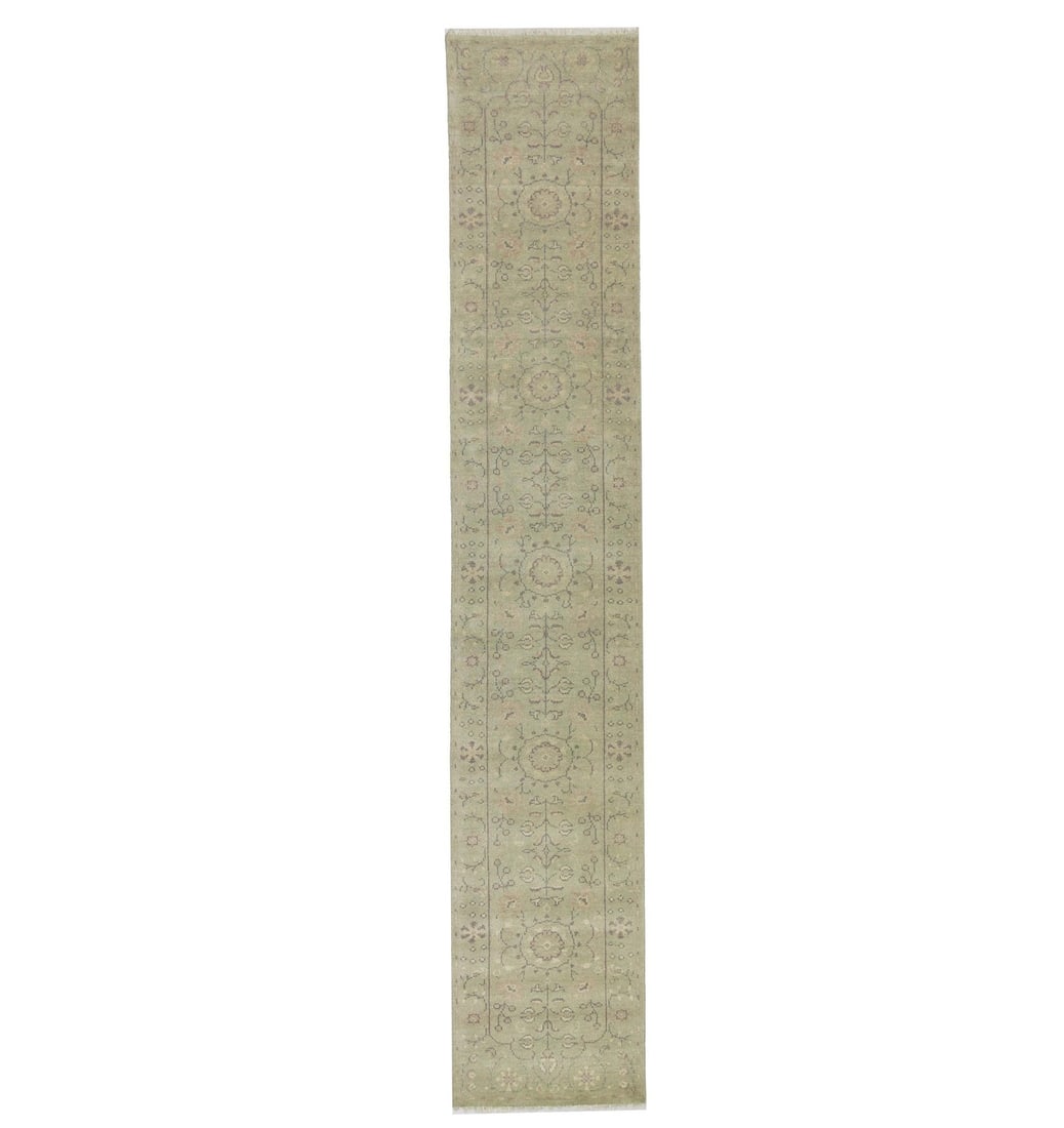 Handmade Floral Oriental Runner Rug 2'7 x 14'0 Wool Eco-Friendly: Handmade Floral Oriental Runner Rug 2'7 x 14'0 Wool Eco-Friendly Enhance your home decor with this stunning Handmade Muted Floral Oriental Palace Runner Rug. Measuring 2'7" x 14'0", this elegant runne