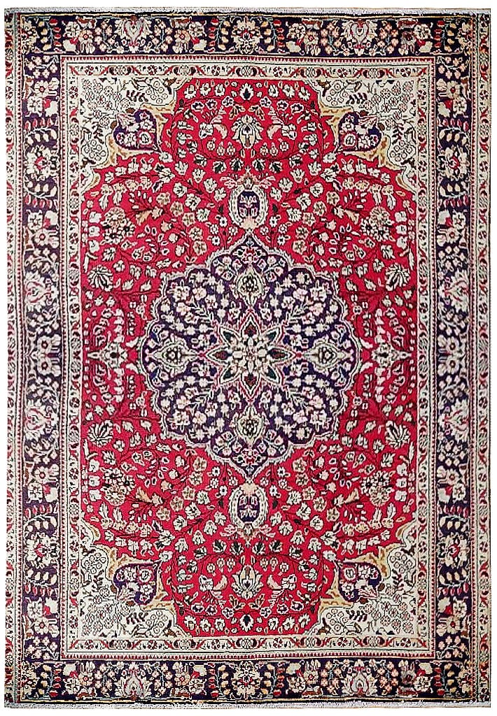Handcrafted 6'8 x 9'11 Persian Sarouk Rug with Traditional Design: Handcrafted 6'8 x 9'11 Persian Sarouk Rug with Traditional Design Free continental US Shipping Enhance your space with this exquisite 6' 8" x 9' 11" Red Semi-Antique Persian Sarouk Rug, handcrafted by
