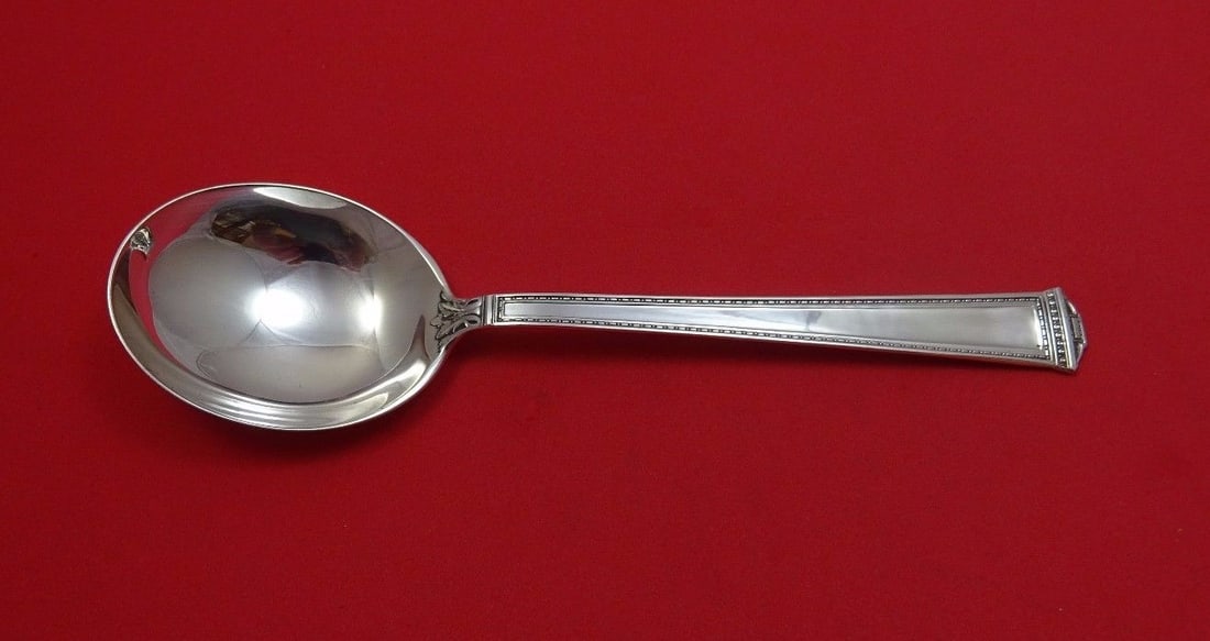 Pantheon International Sterling Silver Gumbo Soup Spoon 7 1/8 inches: Pantheon International Sterling Silver Gumbo Soup Spoon 7 1/8 inches Introducing the Pantheon by International sterling silver gumbo soup spoon, measuring 7 1/8 inches. This exquisite spoon features t