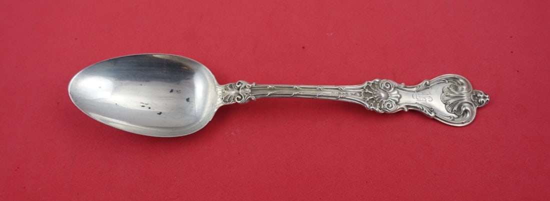 Whiting King Edward Sterling Silver Dinner Spoon 8 3/8" Monogrammed: Whiting King Edward Sterling Silver Dinner Spoon 8 3/8" Monogrammed This exquisite dinner spoon features the classic King Edward pattern by Whiting, renowned for its elegant design and superior crafts