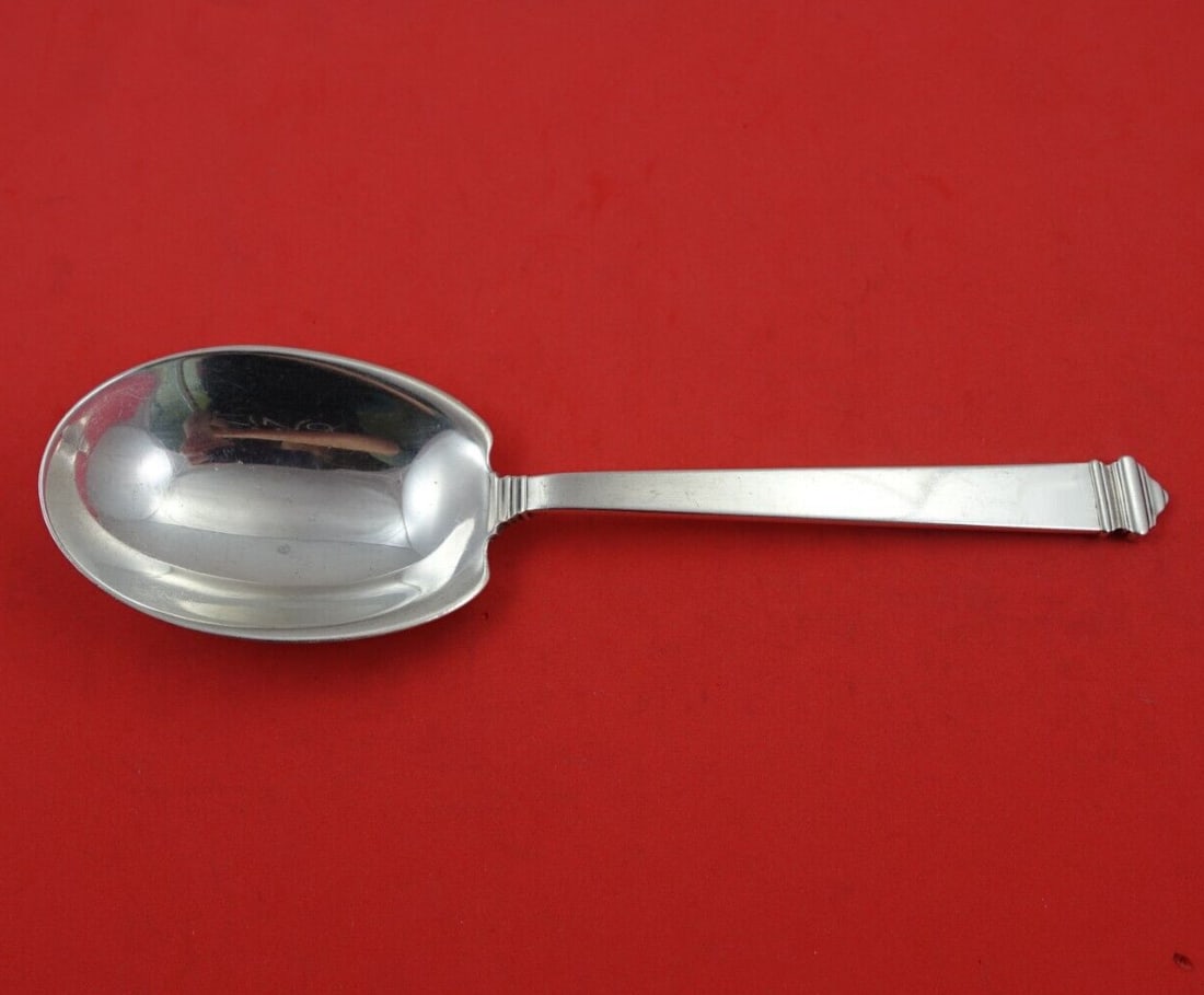 Tiffany & Co Hampton Sterling Silver Preserve Spoon 7.75 Serving: Tiffany & Co Hampton Sterling Silver Preserve Spoon 7.75 Serving This exquisite serving spoon, crafted by Tiffany & Co., features the elegant Hampton pattern. Made from high-quality sterling silver, t