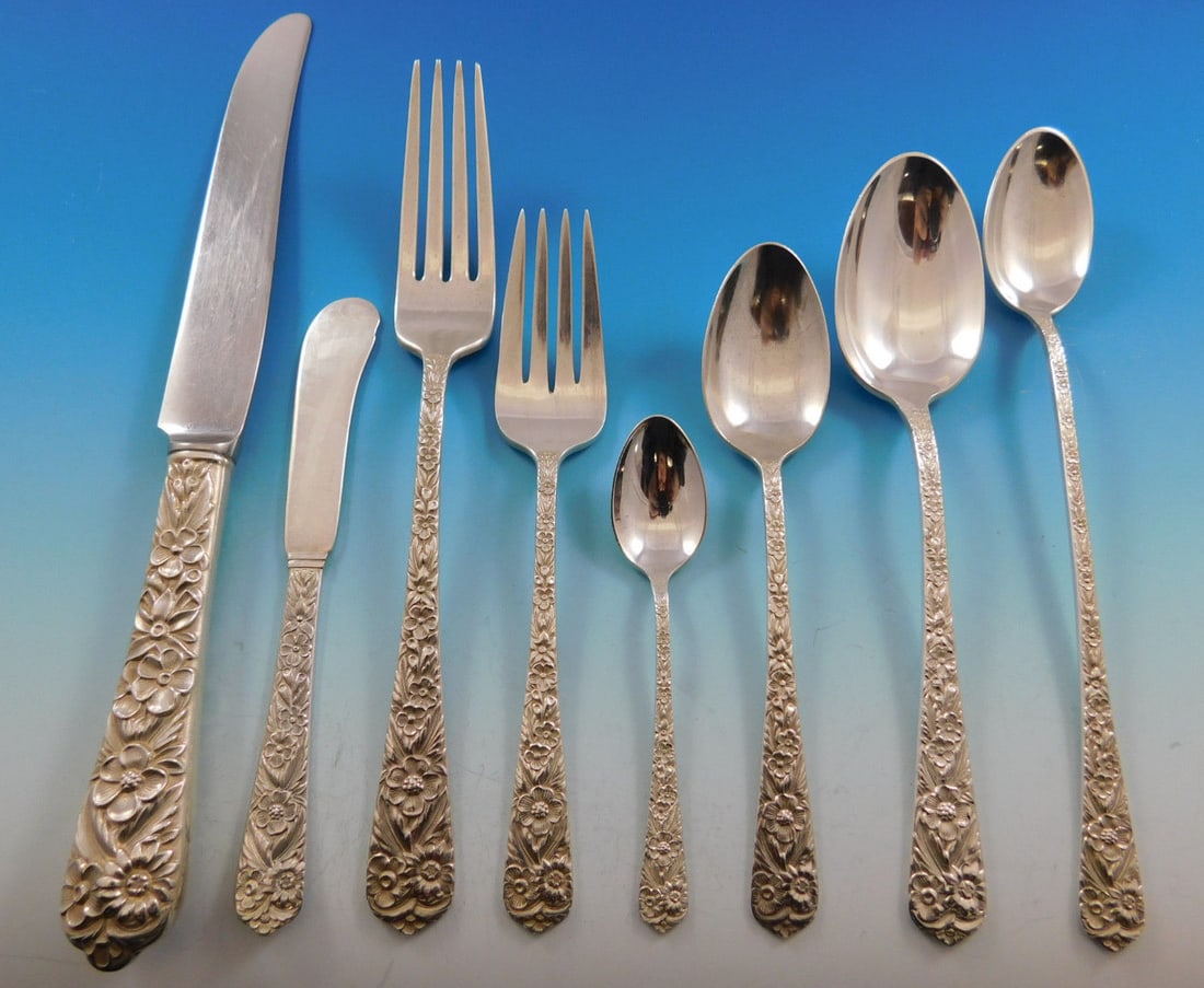 International Silver Radiant Rose 51 Piece Sterling Silver Flatware Set: International Silver Radiant Rose 51 Piece Sterling Silver Flatware Set Enhance your dining experience with this exquisite 51-piece Sterling Silver Flatware Service Set, featuring the elegant Radiant