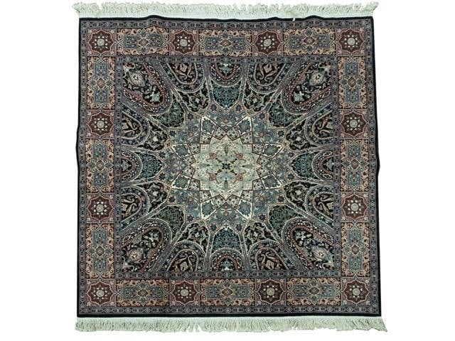 Handmade 6'2 x 5'11 Black Minnici Design Area Rug: Handmade 6'2 x 5'11 Black Minnici Design Area Rug Free continental US Shipping Transform your living space with the exquisite Black Minnici Design Rug. Skillfully handmade in China, this rug features