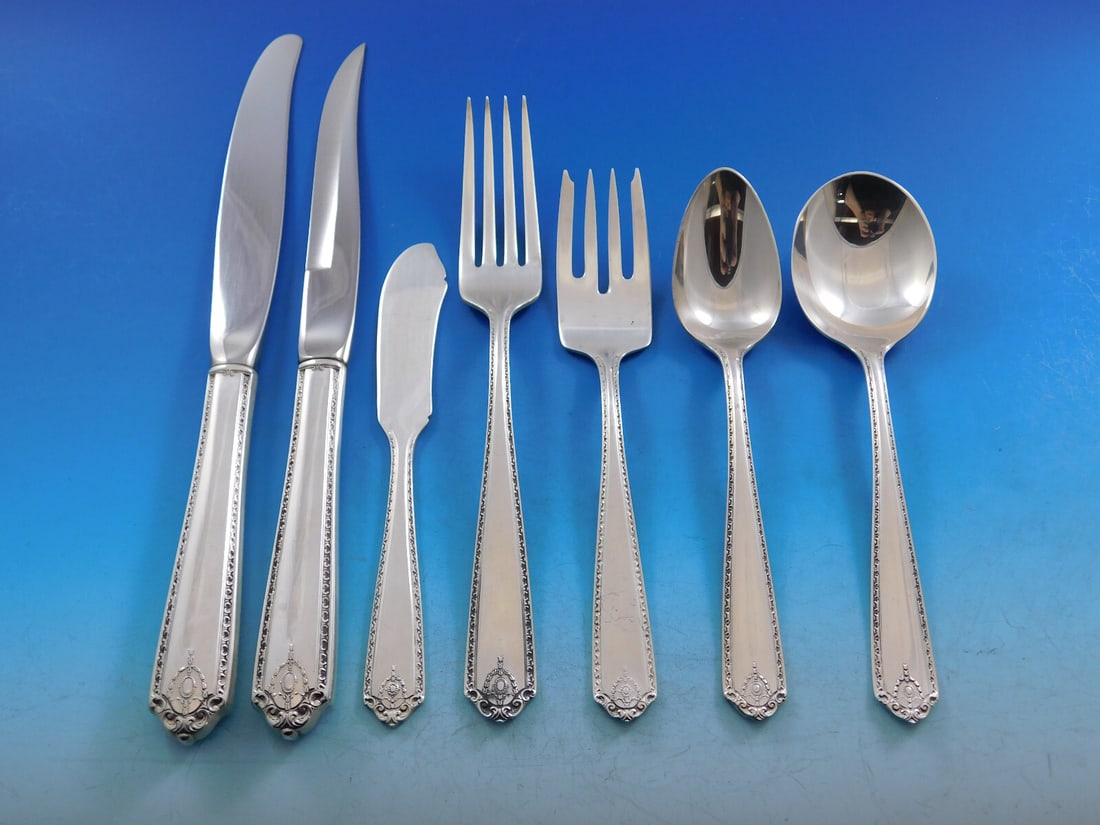 Westmorland Lady Hilton Sterling Silver Flatware Set 90 Pieces for 12: Westmorland Lady Hilton Sterling Silver Flatware Set 90 Pieces for 12 Experience the elegance of the Lady Hilton Sterling Silver Flatware Set by Westmorland, designed for service for 12. This exquisit
