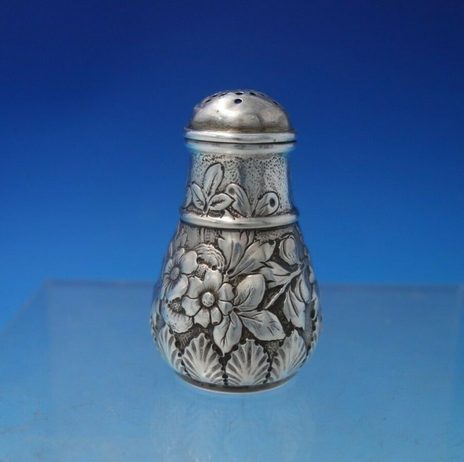 Whiting Sterling Silver Repousse Pepper Shaker #14 Vintage 2 1/4" Tall: Whiting Sterling Silver Repousse Pepper Shaker #14 Vintage 2 1/4" Tall This exquisite pepper shaker from Whiting showcases the elegant Repousse design, reflecting the craftsmanship of the early 20th c