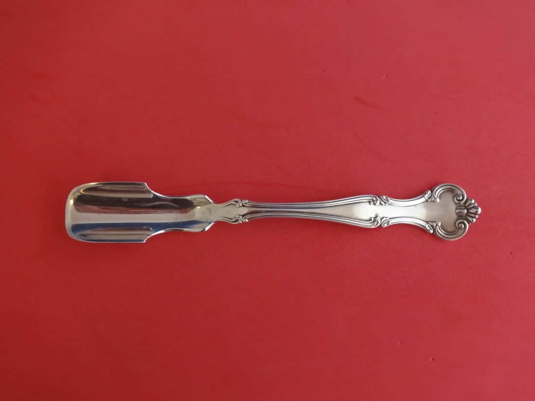 Gorham Cromwell Sterling Silver Cheese Scoop 8 1/4 Inch Serving Piece: Gorham Cromwell Sterling Silver Cheese Scoop 8 1/4 Inch Serving Piece Discover the elegance of the Cromwell pattern with this exquisite Sterling Silver Cheese Scoop by Gorham. Measuring 8 1/4 inches,
