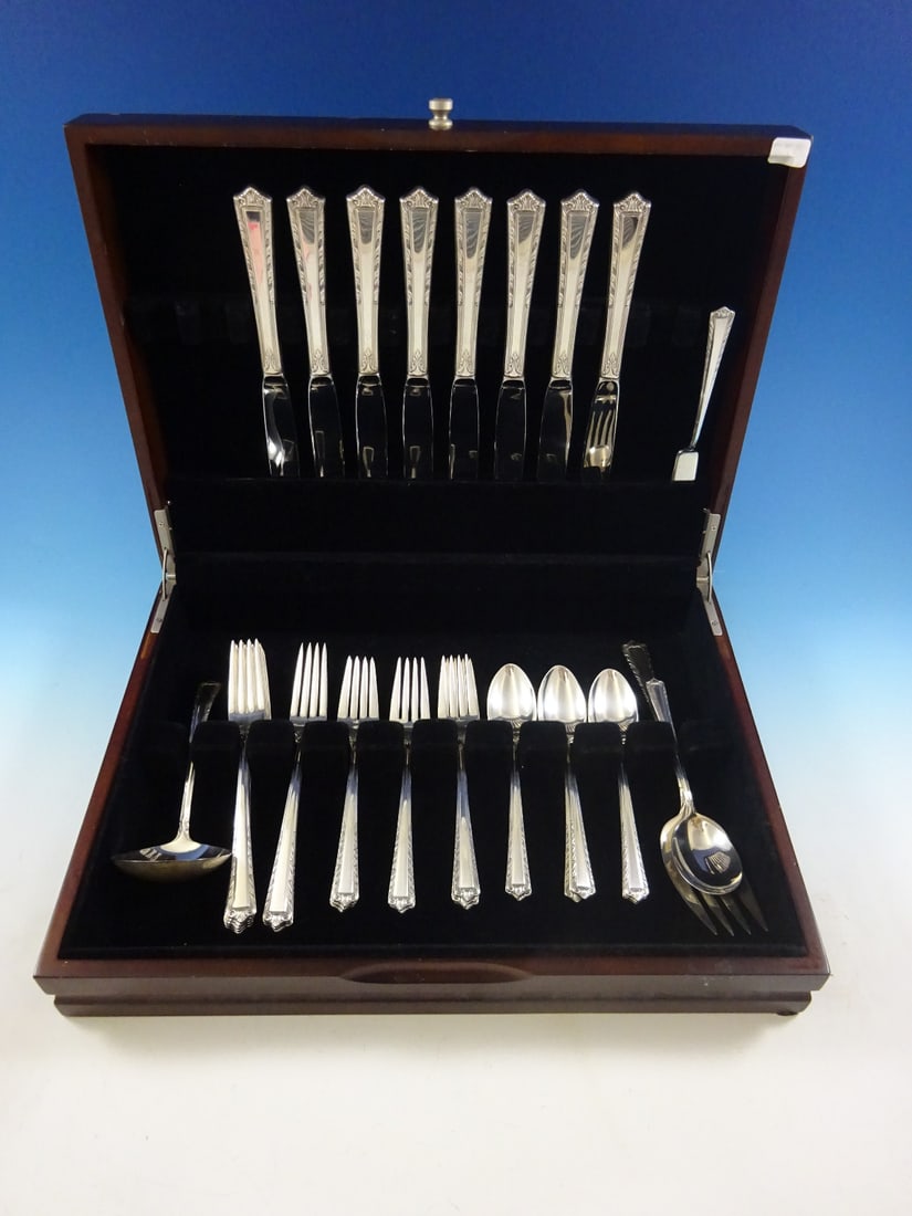 International Processional Sterling Silver Flatware Set for 8 - 36 Pieces with Storage Chest: International Processional Sterling Silver Flatware Set for 8 - 36 Pieces with Storage Chest Elevate your dining experience with this stunning Processional Sterling Silver Flatware Set by Internationa