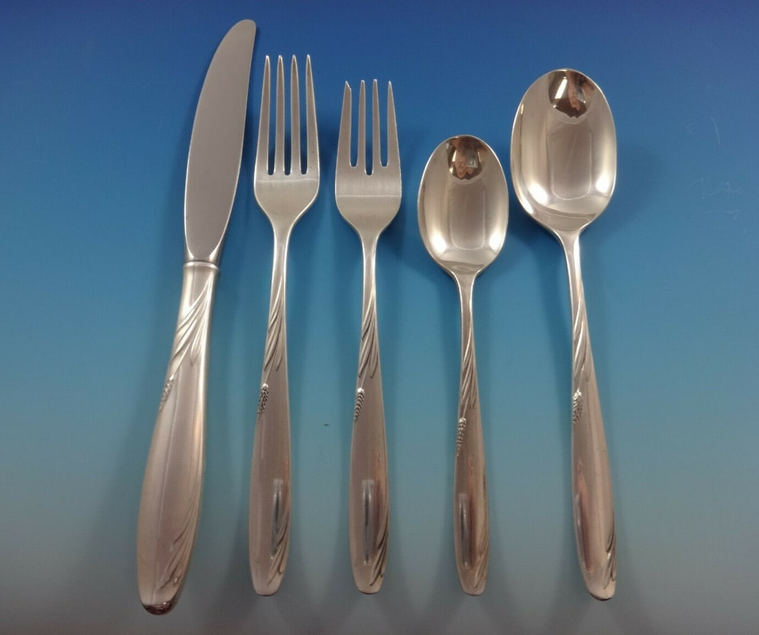 Gorham Willow Sterling Silver Flatware Set for 8 - 43 Pieces with Storage Chest: Gorham Willow Sterling Silver Flatware Set for 8 - 43 Pieces with Storage Chest Elevate your dining experience with this exquisite Willow by Gorham Sterling Silver Flatware Service for 8, featuring a