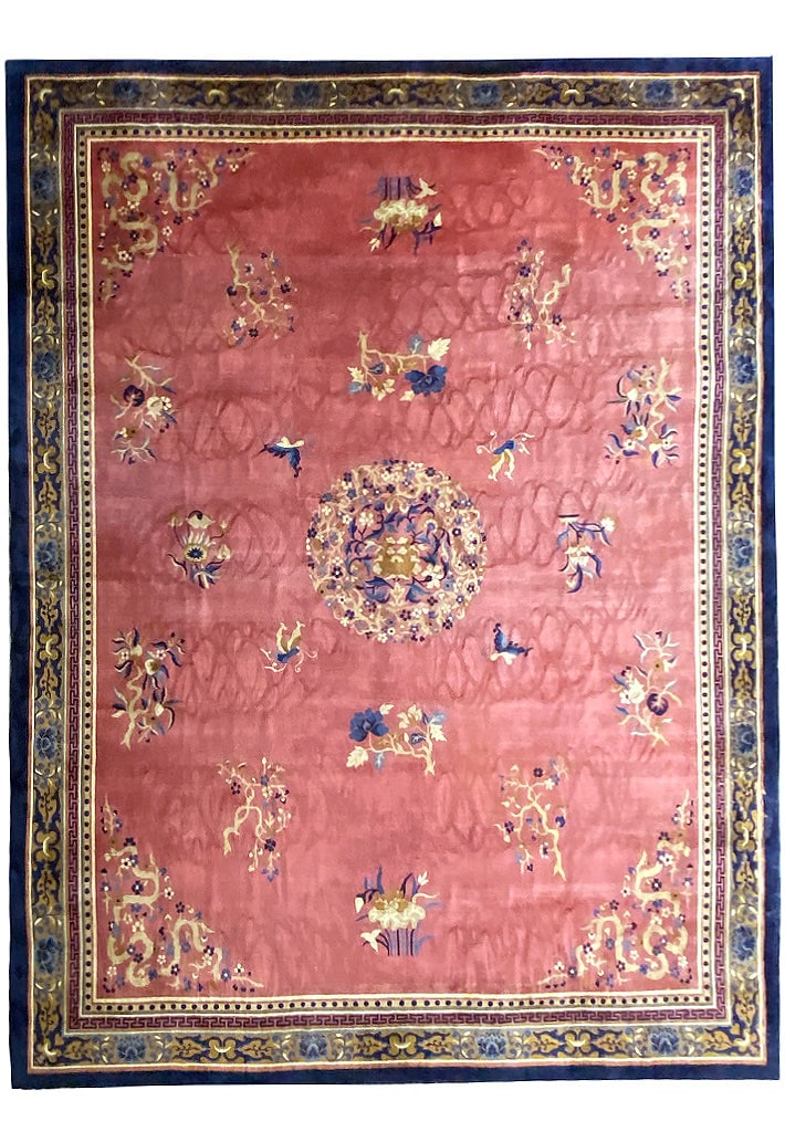 Art Deco Chinese Beijing Rug 12.0 x 15.5 Feet Antique Carpeting: Art Deco Chinese Beijing Rug 12.0 x 15.5 Feet Antique Carpeting Free continental US Shipping Discover the elegance of this exquisite Art Deco Beijing rug, measuring 12.0 x 15.5 feet. This antique carp