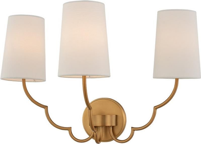 Kalco Sophia Brass Wall Sconce 3-Light Dimmable Indoor Lighting (1 of 1)