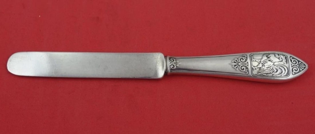 Tiffany and Co Sterling Silver Junior Knife Rooster Design 7 1/4 Inch: Tiffany and Co Sterling Silver Junior Knife Rooster Design 7 1/4 Inch This exquisite Tiffany and Co. junior knife features a sterling silver construction with a hollow handle, showcasing a charming ro