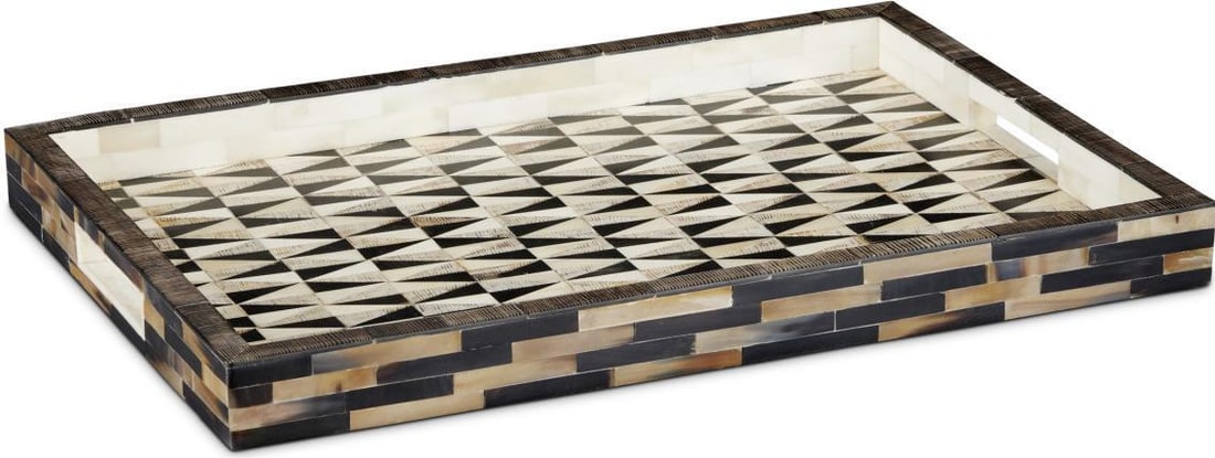 Currey Aldo Tray in Chiseled Horn and Bone 20 x 14 Inches: Currey Aldo Tray in Chiseled Horn and Bone 20 x 14 Inches Discover the elegance of the Aldo Tray, a stunning addition to your home decor. This tray, part of the collection by Currey, showcases a uniqu