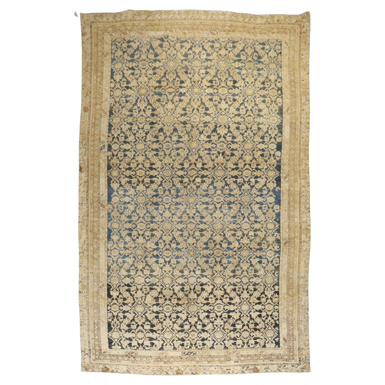 Large Antique Malayer Rug with Herati Pattern Circa 1920: Large Antique Malayer Rug with Herati Pattern Circa 1920 This is a large antique Malayer gallery-size rug from the early 20th century, featuring a rustic Herati design. Hand-knotted from wool, the rug