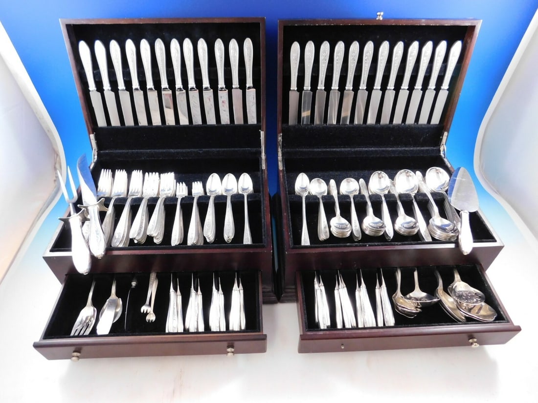 Wedgwood International Sterling Silver Flatware Set 258 Pieces Classic Grecian Motif: Wedgwood International Sterling Silver Flatware Set 258 Pieces Classic Grecian Motif Experience the timeless elegance of the Wedgwood pattern by International Sterling with this extensive flatware set