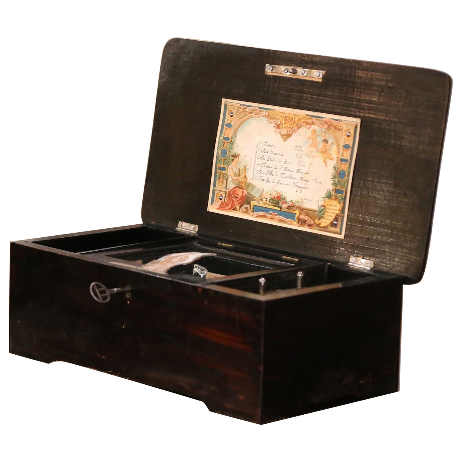 Antique French Mahogany Cylinder Music Box circa 1920 with Six Classical Songs (1 of 11)