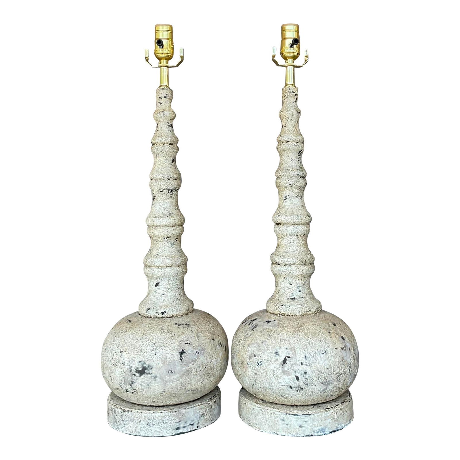 Pair of Vintage Boho Long Neck Lamps with Patinated Finish: Pair of Vintage Boho Long Neck Lamps with Patinated Finish Illuminate your living space with this elegant pair of Vintage Boho Patinated Long Neck Lamps. Featuring a distinctive patinated finish and a