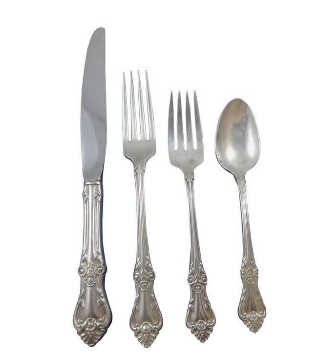 Oneida Afterglow Sterling Silver Flatware Set for 6 24 Pieces with Storage: Oneida Afterglow Sterling Silver Flatware Set for 6 24 Pieces with Storage Discover the elegance of the Afterglow sterling silver flatware set by Oneida, designed for six people. This exquisite 24-pie