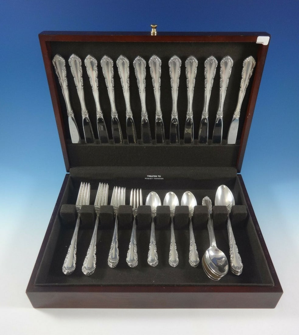 Wallace Shenandoah Sterling Silver Flatware Set for 12 - 60 Pieces: Wallace Shenandoah Sterling Silver Flatware Set for 12 - 60 Pieces Experience the elegance of the Shenandoah pattern by Wallace with this exquisite Sterling Silver Flatware Set, designed to serve 12.