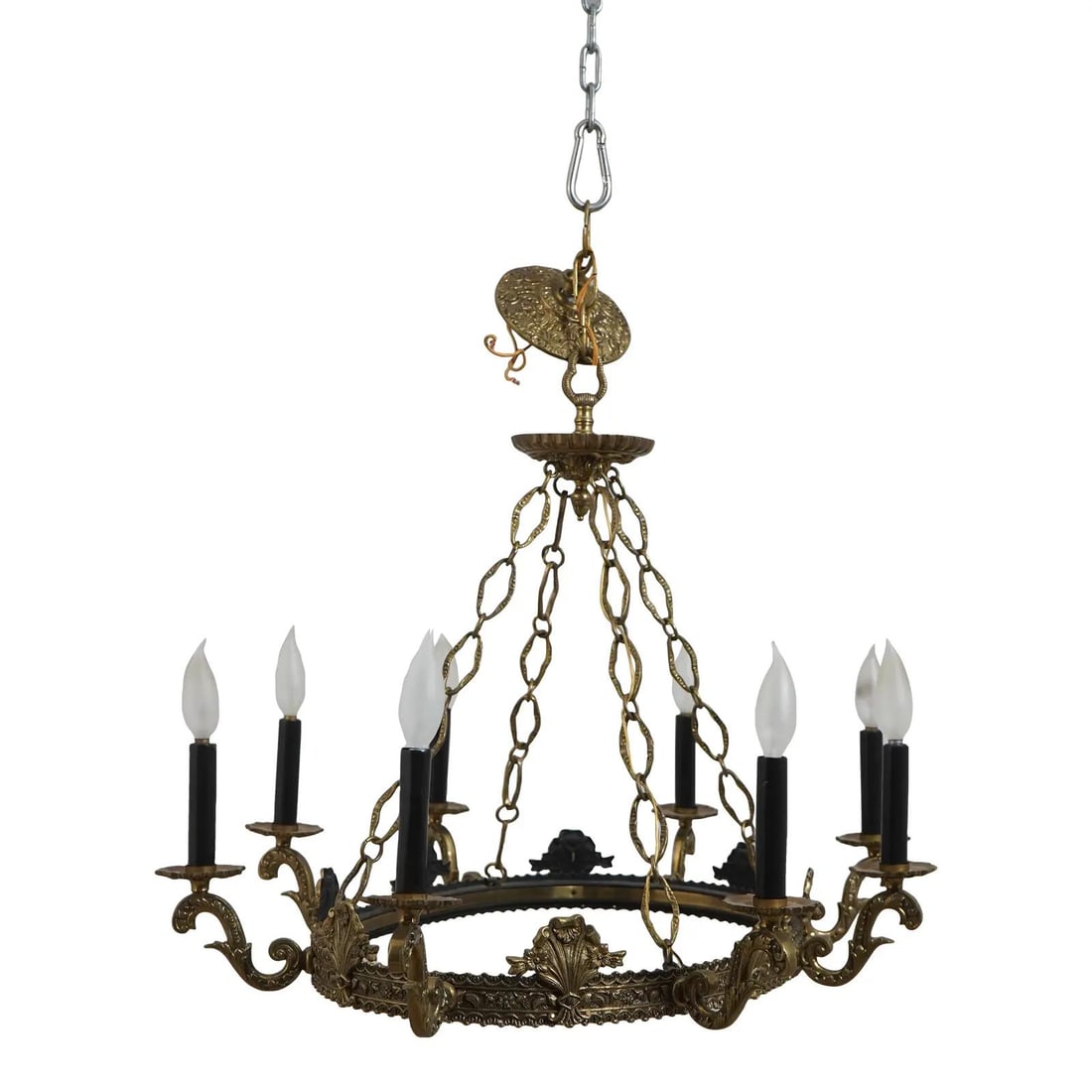 Elegant French Empire 8 Arm Black Brass Chandelier 30.5w (1 of 10)