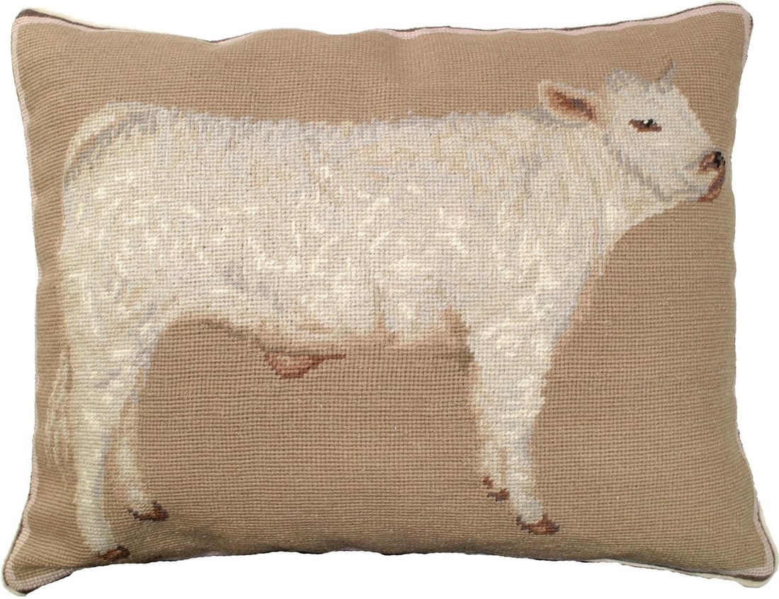 Rustic Charolais Decorative Pillow 16x20 Wool Velvet Down Insert: Rustic Charolais Decorative Pillow 16x20 Wool Velvet Down Insert Add a touch of rustic charm to your home with this exquisite Charolais pillow. Measuring 16 inches in height and 20 inches in width, th