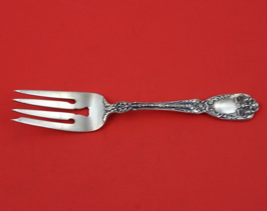 Gorham Florentine Sterling Silver Salad Fork Heart Design 6 1/8": Gorham Florentine Sterling Silver Salad Fork Heart Design 6 1/8" This exquisite Florentine salad fork by Gorham features a charming heart design and measures 6 1/8 inches in length. Crafted from high-