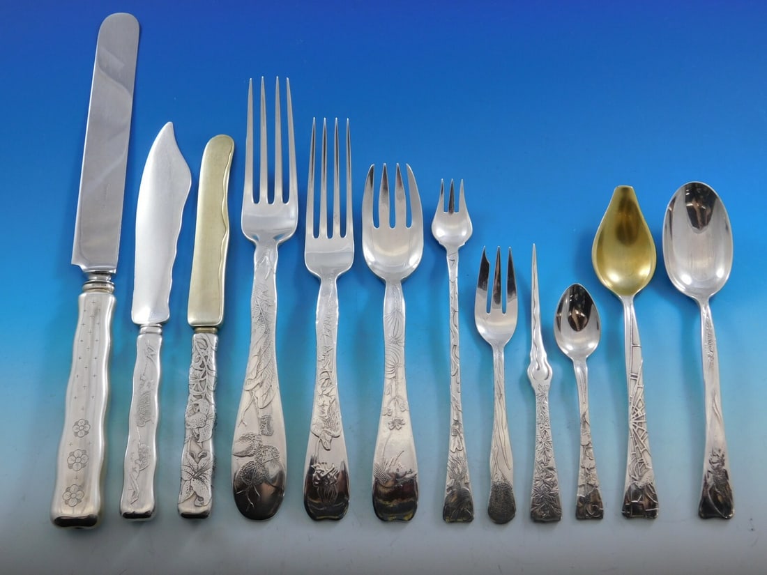 Tiffany & Co Lap Over Edge Sterling Silver Flatware Set 128 Pieces by Charles Grosjean: Tiffany & Co Lap Over Edge Sterling Silver Flatware Set 128 Pieces by Charles Grosjean This exquisite Lap Over Edge flatware set by Tiffany & Co. exemplifies the artistry of sterling silver craftsmans