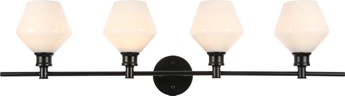 Elegant Lighting Gene Wall Lamp Frosted White Antique Style 10.20H 37.60W 37.60D: Elegant Lighting Gene Wall Lamp Frosted White Antique Style 10.20H 37.60W 37.60D Illuminate your space with this elegant black and white wall lamp, designed in a vintage style. Crafted with a frosted