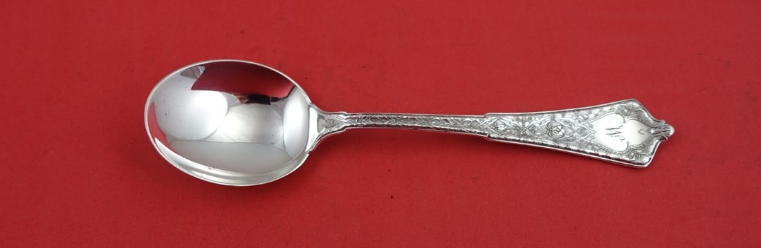 Tiffany & Co. Persian Sterling Silver Gumbo Soup Spoon 7": Tiffany & Co. Persian Sterling Silver Gumbo Soup Spoon 7" This exquisite gumbo soup spoon features the elegant Persian pattern by Tiffany & Co., crafted from high-quality sterling silver. Measuring 7