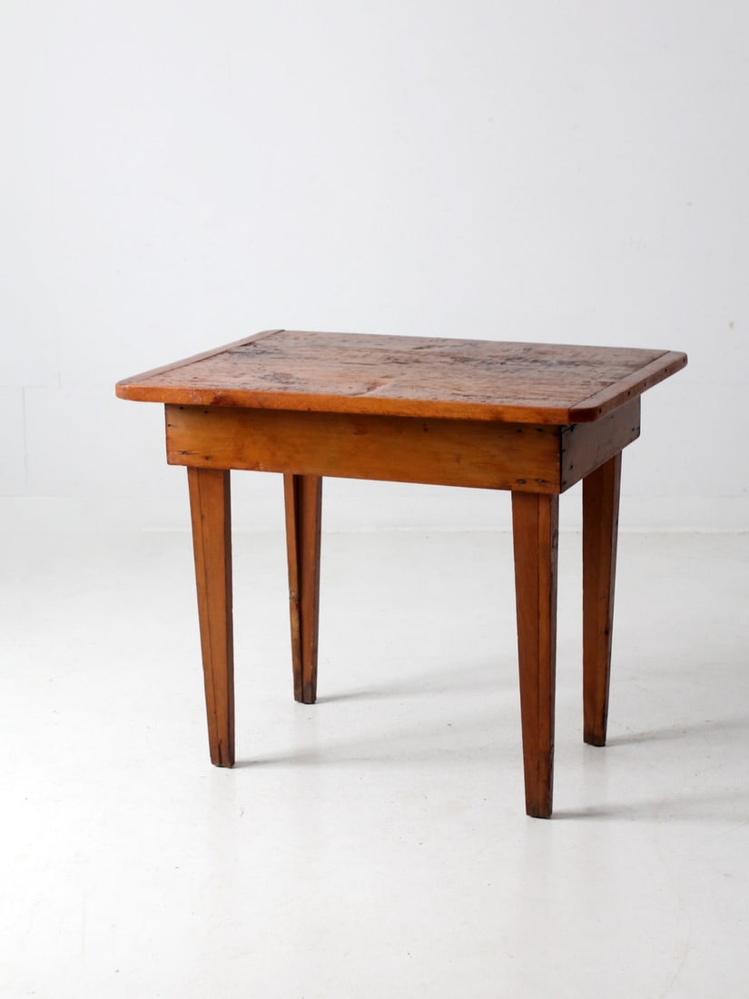 Antique Primitive Wood Accent Table with Tapered Legs (1 of 14)