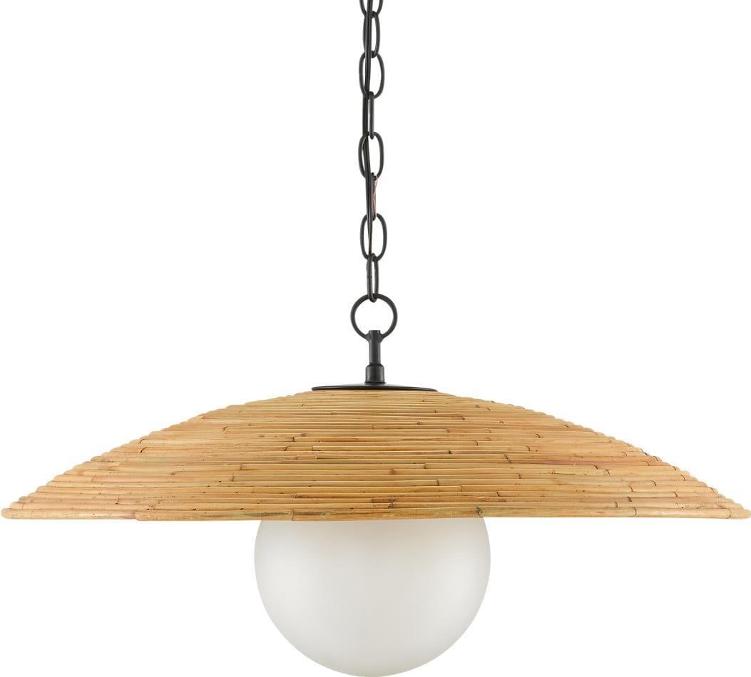 Currey Pembry Pendant Adjustable Light Natural Rattan Black Finish (1 of 5)