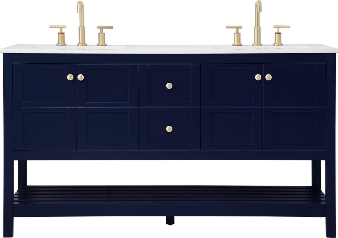 Elegant Lighting Blue Bathroom Vanity 60" with Ample Storage: Elegant Lighting Blue Bathroom Vanity 60" with Ample Storage Elevate your bathroom with this luxurious blue bathroom vanity, designed for both style and functionality. This piece features ample storag