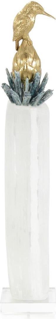 John-Richard Elegant Brass Bird Sculpture on Crystal 22.75H: John-Richard Elegant Brass Bird Sculpture on Crystal 22.75H This exquisite sculpture features an elegant brass bird perched atop a stunning crystal base, making it a perfect decorative piece for any s