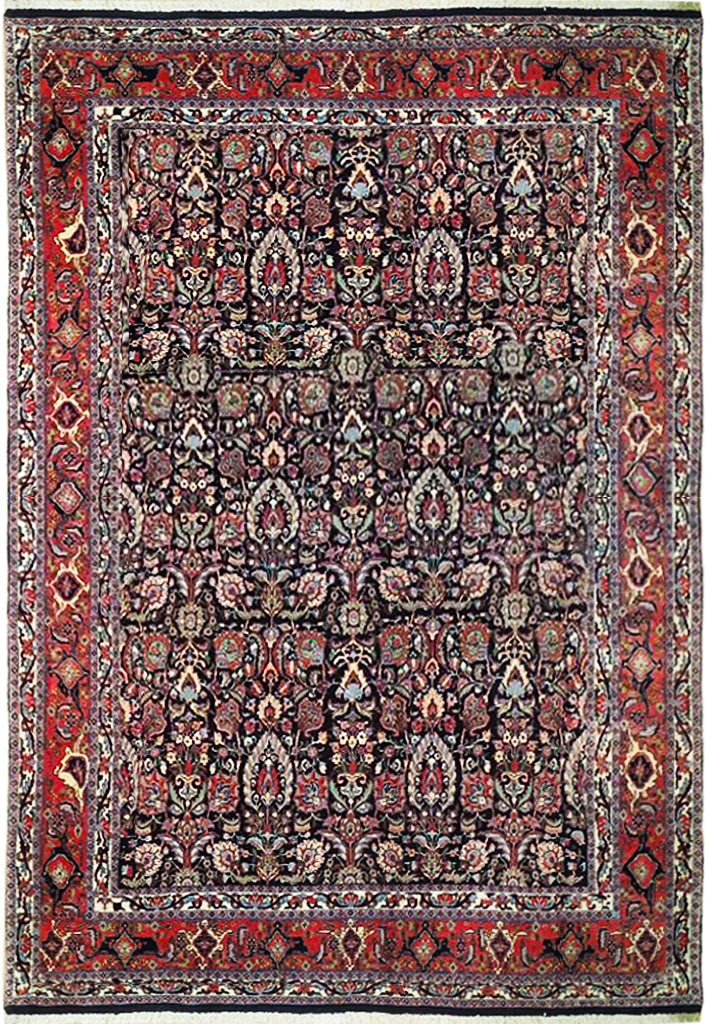 Handcrafted Persian Floral Bijar Rug 6'7 x 10'2 Blue: Handcrafted Persian Floral Bijar Rug 6'7 x 10'2 Blue Free continental US Shipping Enhance your living space with this exquisite 6.7 x 10.2 Fine Quality Persian Floral Bijar Rug. Handcrafted by skilled