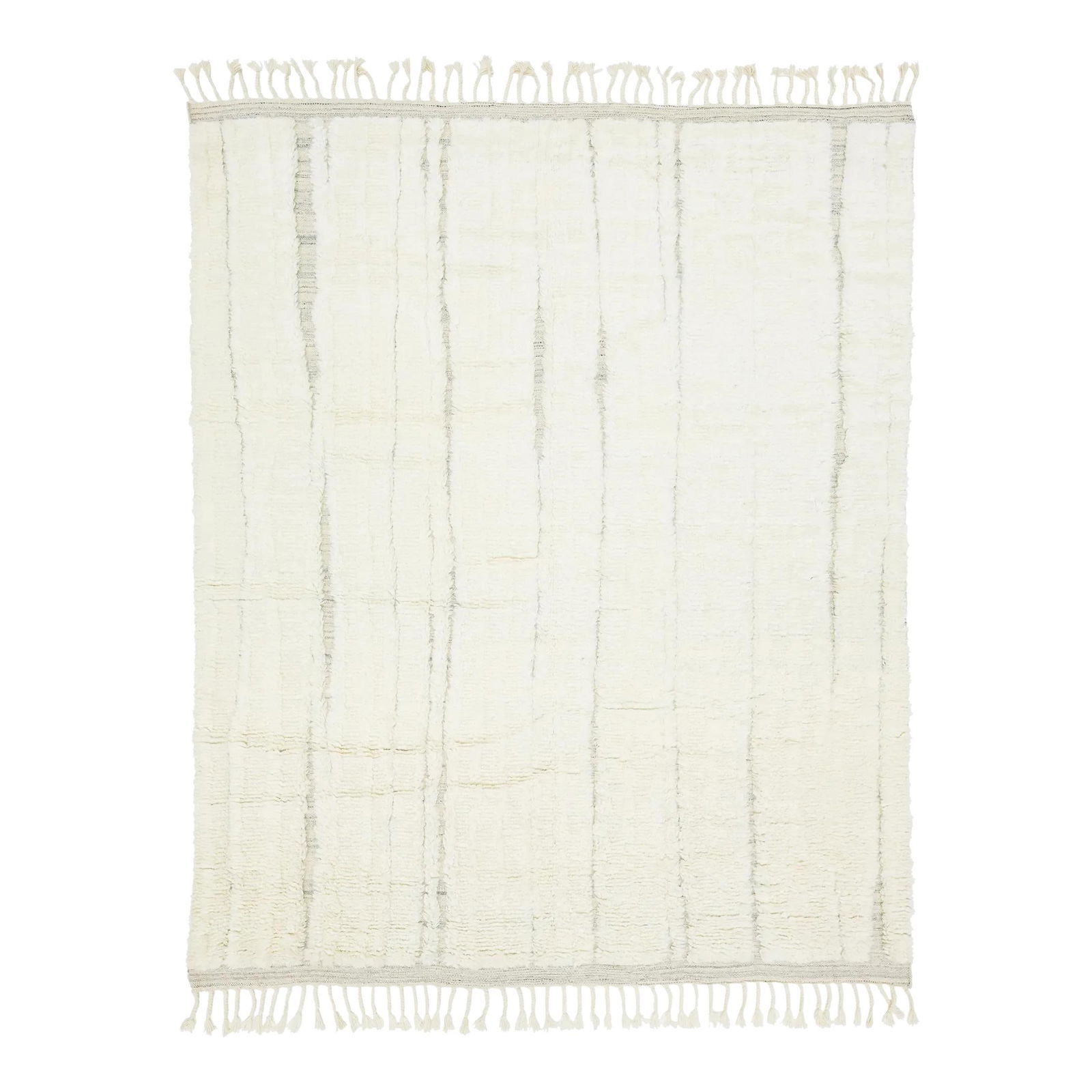 Ivory Handmade Moroccan Wool Rug 8' x 10': Ivory Handmade Moroccan Wool Rug 8' x 10' Elevate your living space with this exquisite contemporary Moroccan-style wool rug. Hand-knotted and featuring a natural ivory field, this rug is part of the