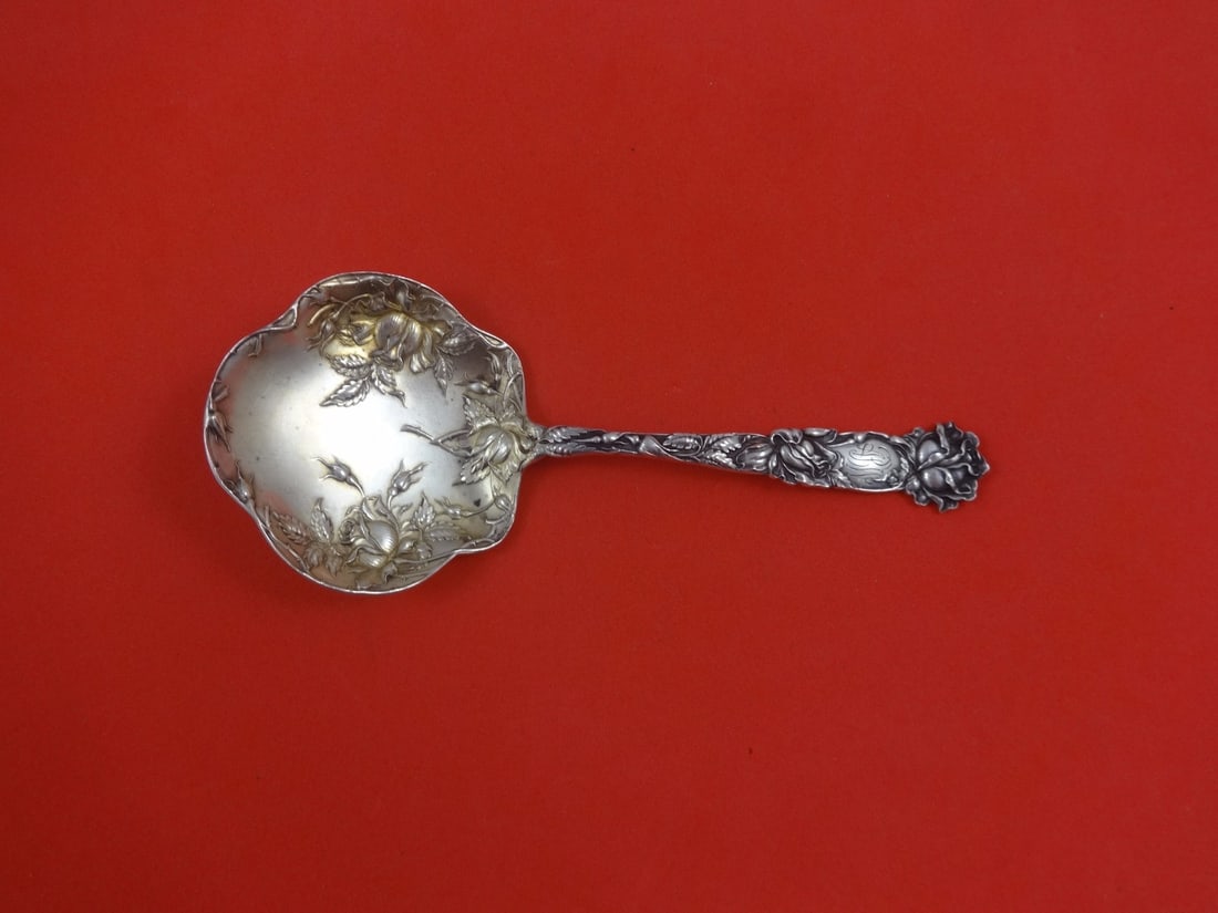 Alvin Bridal Rose Sterling Silver Confection Spoon 5 3/8 in Monogrammed: Alvin Bridal Rose Sterling Silver Confection Spoon 5 3/8 in Monogrammed This exquisite confection spoon features the elegant Bridal Rose pattern by Alvin, crafted from high-quality sterling silver. Me
