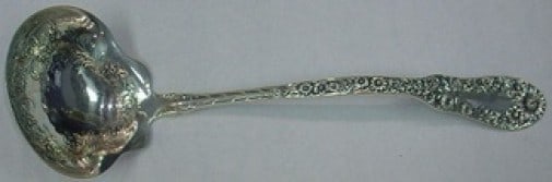 Dominick & Haff Number 10 Sterling Silver Soup Ladle with Floral Design 10.5": Dominick & Haff Number 10 Sterling Silver Soup Ladle with Floral Design 10.5" This exquisite soup ladle is crafted from sterling silver by Dominick & Haff, featuring a beautiful floral design in the b