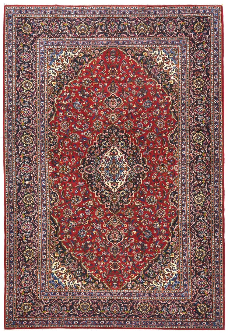 Vintage Hand-Knotted 7'11 x 11'8 Floral Wool Area Rug: Vintage Hand-Knotted 7'11 x 11'8 Floral Wool Area Rug Enhance your space with this exquisite vintage hand-knotted oriental carpet rug, measuring 7'11" x 11'8". This stunning piece features a vibrant f