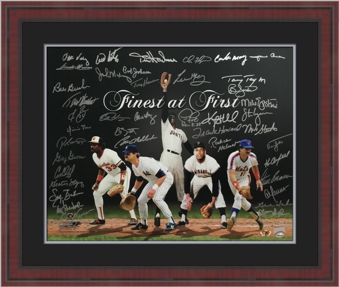 42 Signed First Basemen Photo Custom Framed MAB Authenticated 16x20: 42 Signed First Basemen Photo Custom Framed MAB Authenticated 16x20 Celebrate the legacy of baseball with this stunning custom-framed photo featuring the signatures of 42 legendary first basemen. This