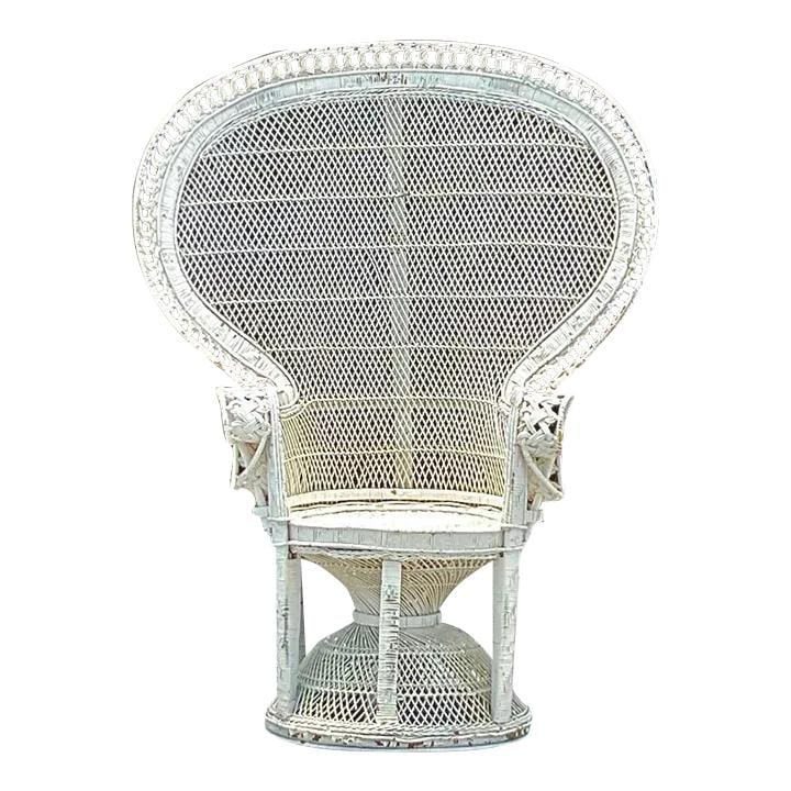 Vintage Boho King Cobra Rattan Peacock Chair Off-White (1 of 7)