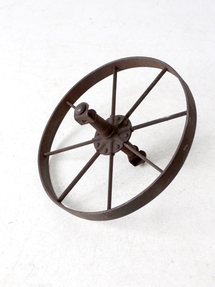 Antique Iron Wheel Rustic Decor 15.5 Inch Industrial Charm (1 of 10)
