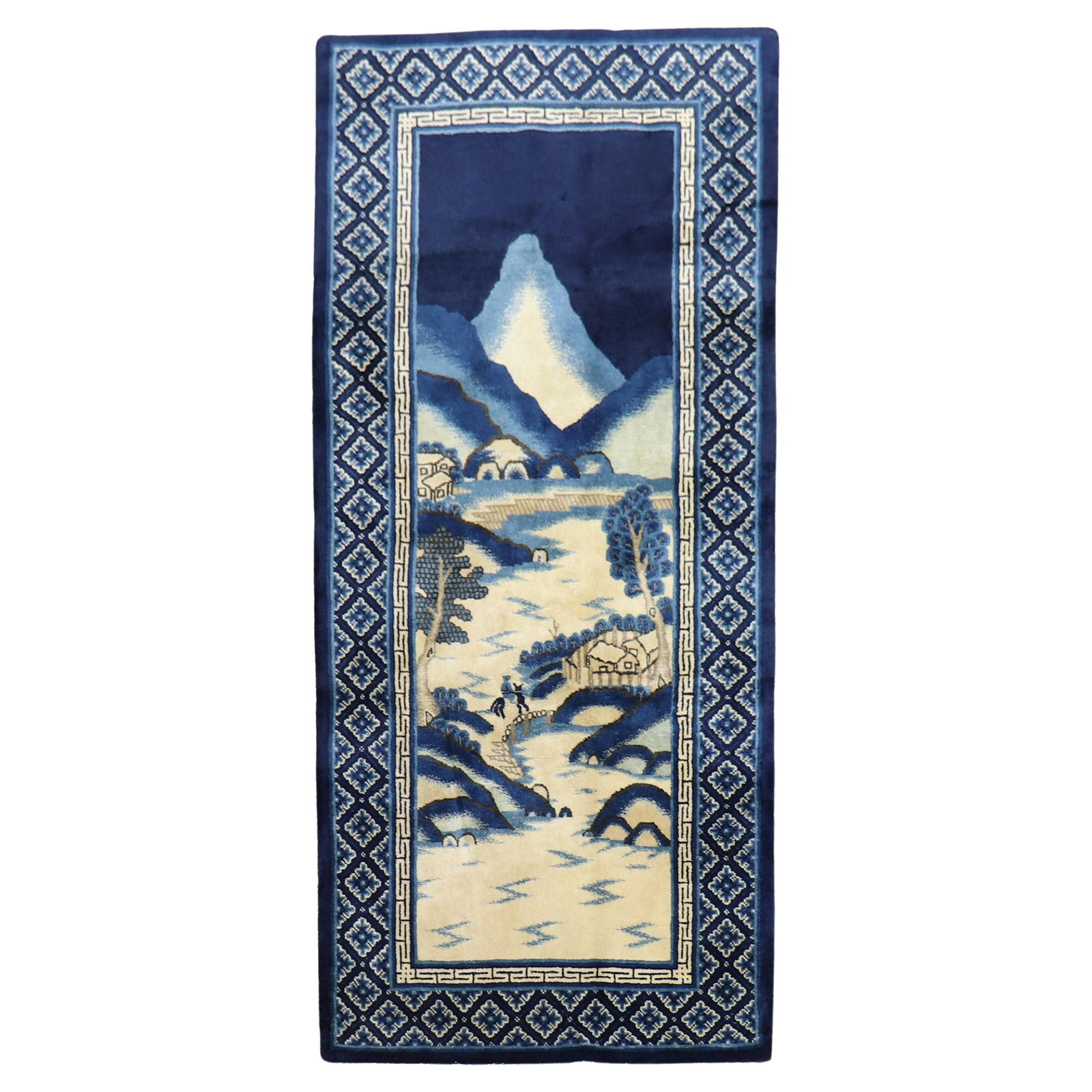 1920s Chinese Batou Folk Art Hand-Woven Wool Rug 3' x 6'1": 1920s Chinese Batou Folk Art Hand-Woven Wool Rug 3' x 6'1" Discover the exquisite charm of this early 20th-century Chinese Batou pictorial rug, beautifully hand-woven from quality wool. With its folk