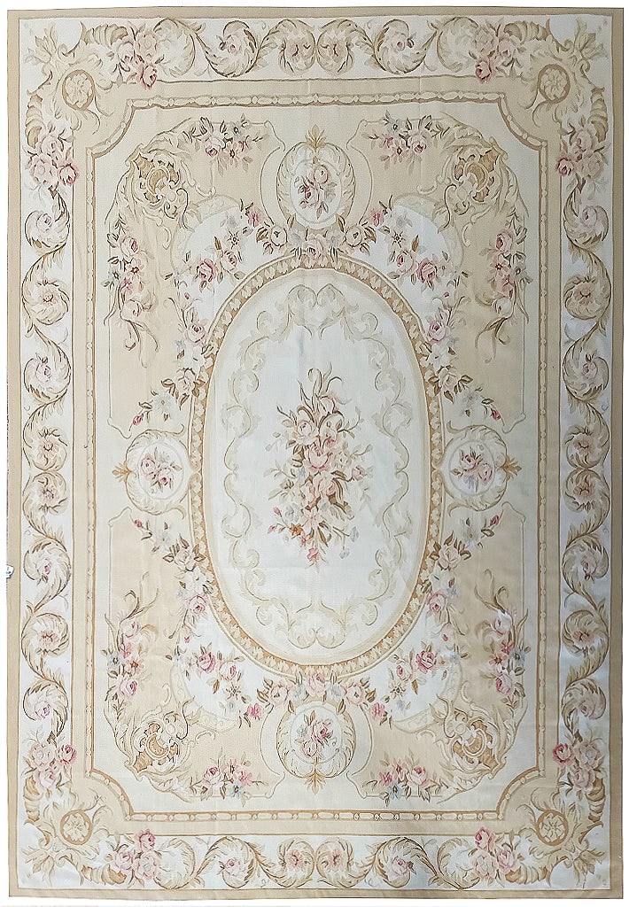 9' x 12' Flat Aubusson Weave Handcrafted Art Rug: 9' x 12' Flat Aubusson Weave Handcrafted Art Rug Free continental US Shipping This 9' x 12' flat Aubusson weave rug features a pleasant hand-art design. The rug is in un-used condition, providing a fr