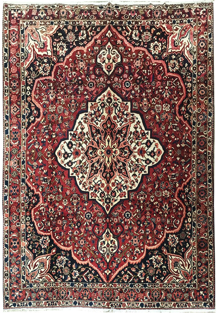 Vintage 10.9 x 13.7 Persian Bakhtiar Tribal Area Rug Hand-Knotted Wool: Vintage 10.9 x 13.7 Persian Bakhtiar Tribal Area Rug Hand-Knotted Wool Free continental US Shipping Transform your space with the timeless charm of this Pre-Owned Persian Bakhtiar Tribal Rug. Crafted