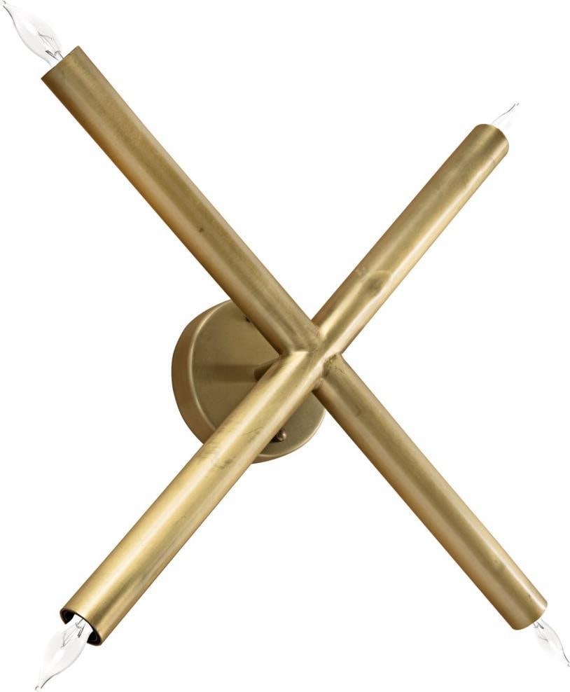 Gothic Revival Brass Cross Sconce by Noir: Gothic Revival Brass Cross Sconce by Noir Illuminate your chic spaces with this Antique Style Brass Cross Sconce, designed in a captivating Gothic Revival style. This sconce features a stunning antiqu