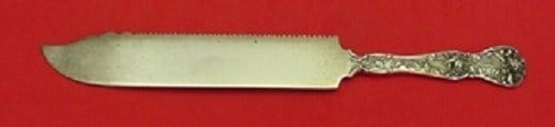 Mount Vernon Rose Sterling Silver Cake Saw 9 3/4 Inch Flat Handle: Mount Vernon Rose Sterling Silver Cake Saw 9 3/4 Inch Flat Handle This exquisite cake saw from the Rose pattern by Mount Vernon features a flat handle and is crafted entirely from sterling silver. Mea